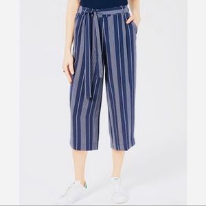 Maison Jules Striped Belted Culottes Capri in Navy